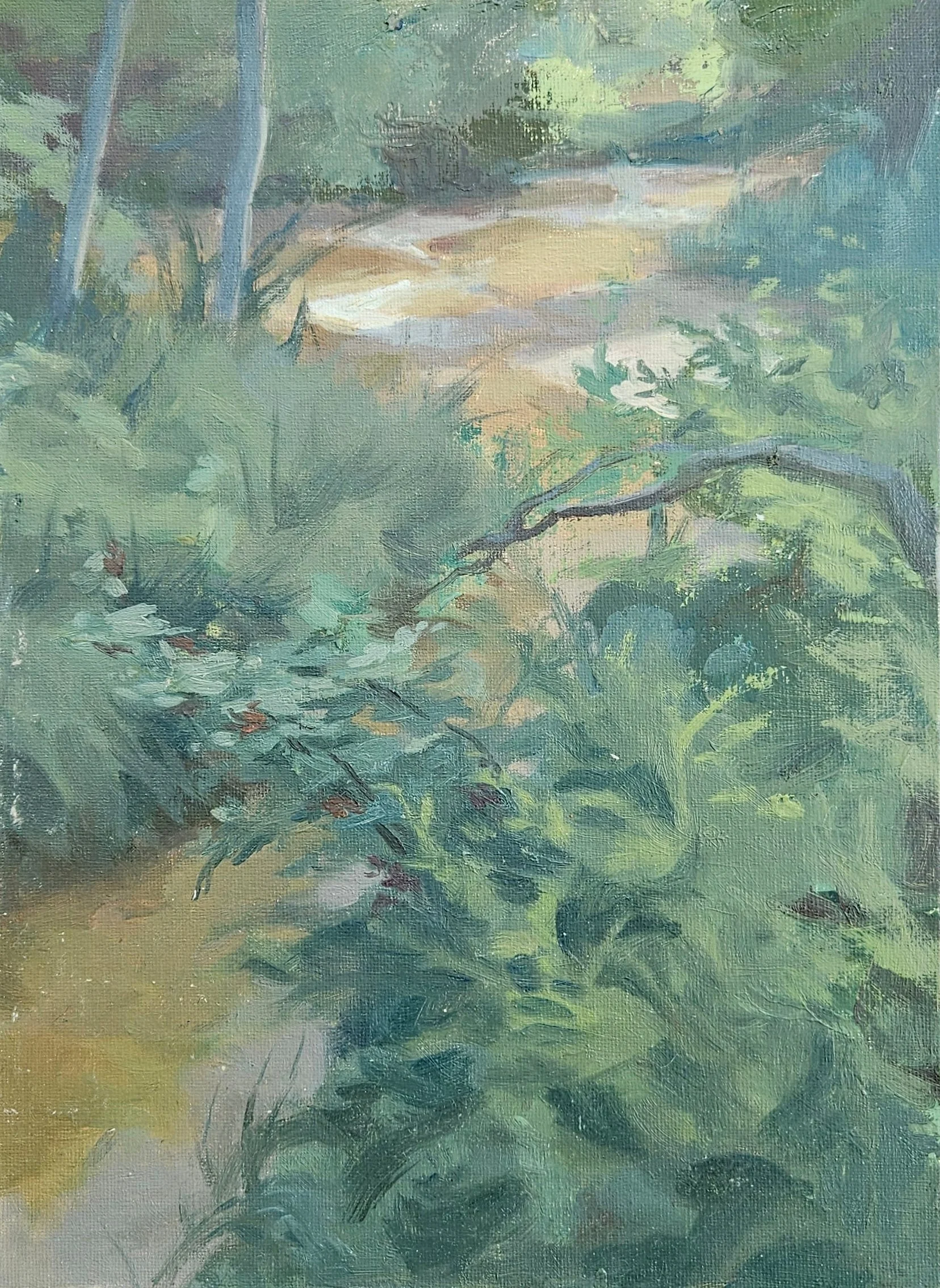 "Brambles and Branches," Oil on Canvas Panel, 13 in. by 9.5 in., 2024.