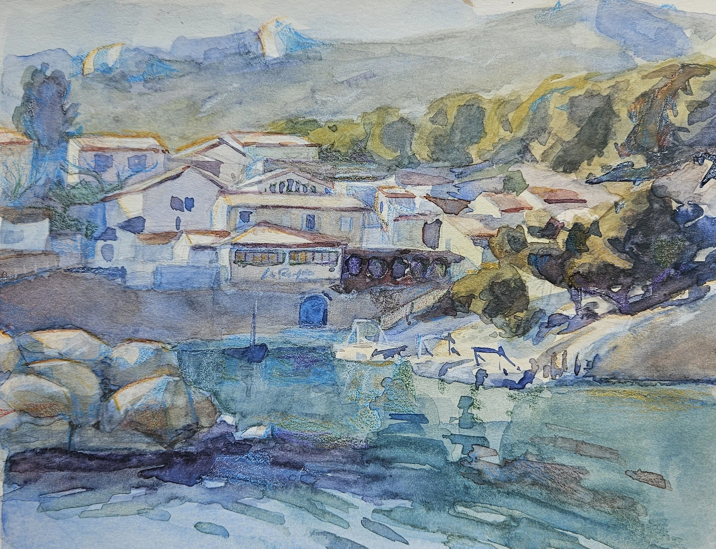 A Day in Niolon, 7.75 in. x 9.75 in., Watercolor on Paper, 2024.