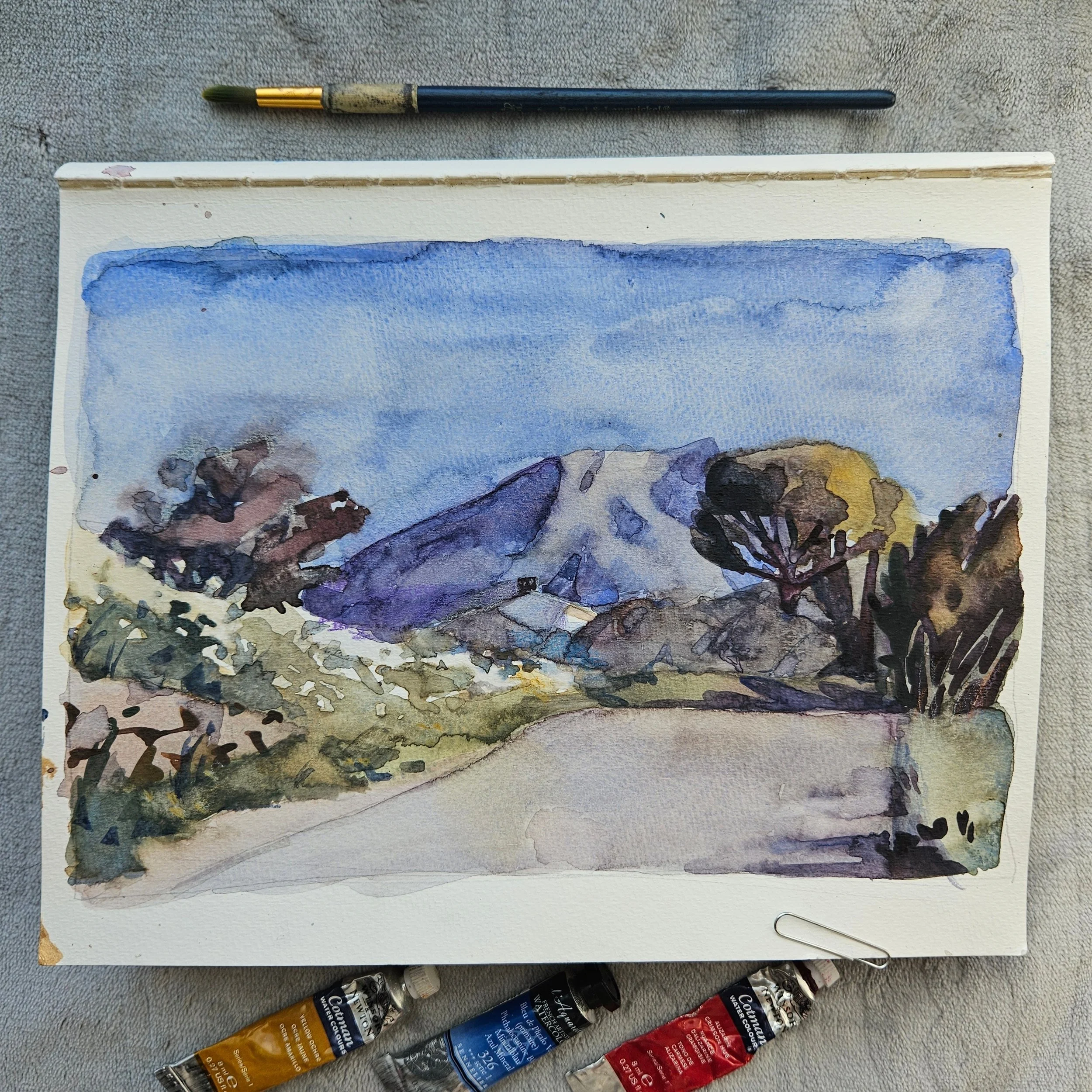 Mont Sainte-Victoire, 7.75 in. x 9.75 in., Watercolor on Paper, 2024.