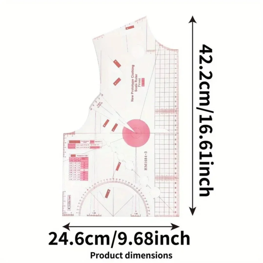 Front bodice block shaped ruler