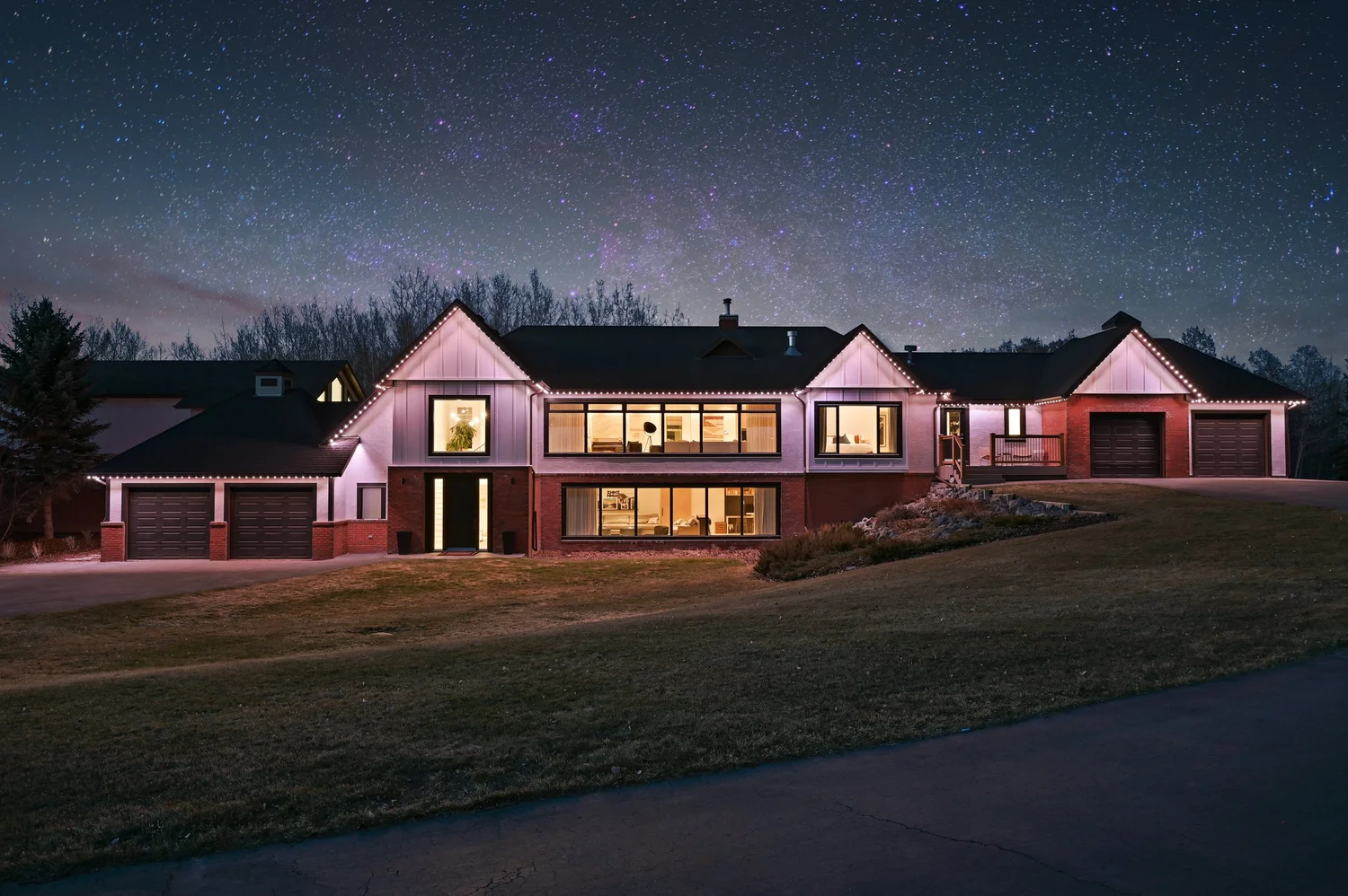 Home with security lighting