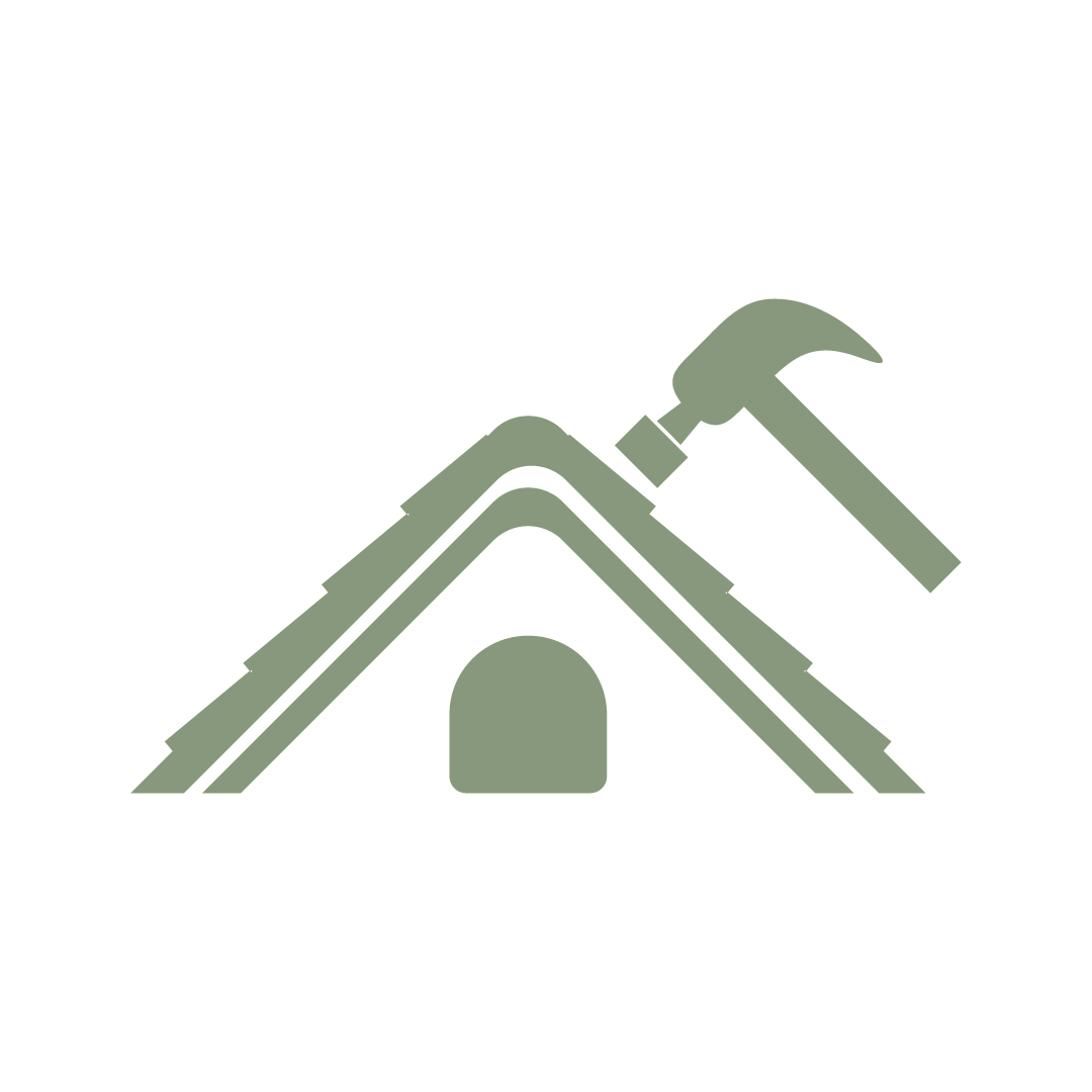 Icon of a house with a hammer hitting the roof to symbolize home repair.