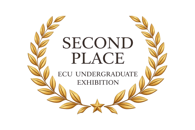 Award plaque with gold laurel wreath, indicating second place in eco undergraduate exhibition.