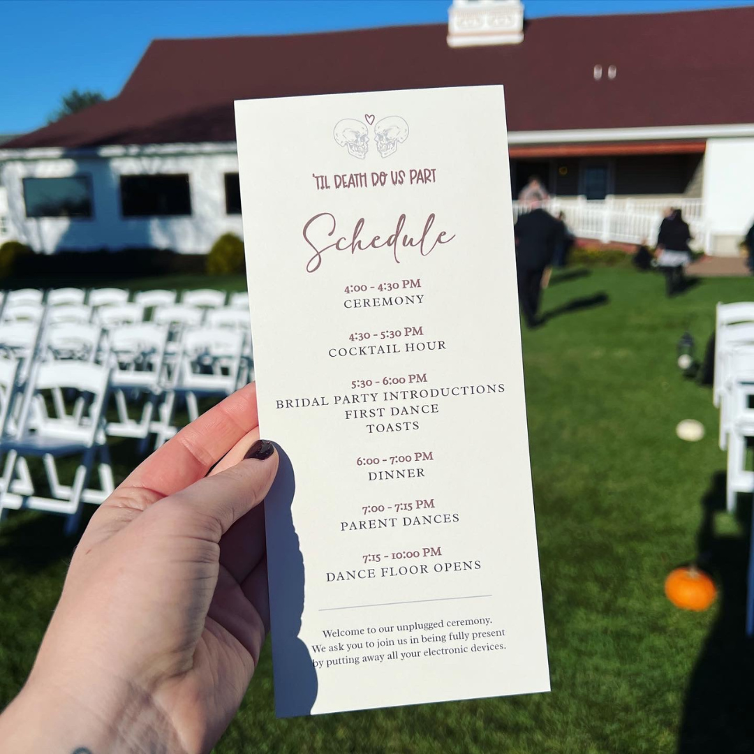 Wedding schedule design