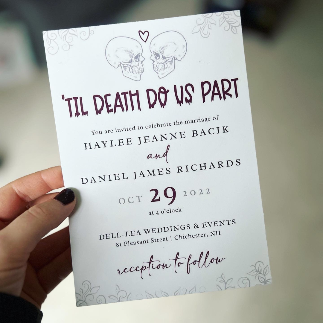 Spooky themed wedding invitation