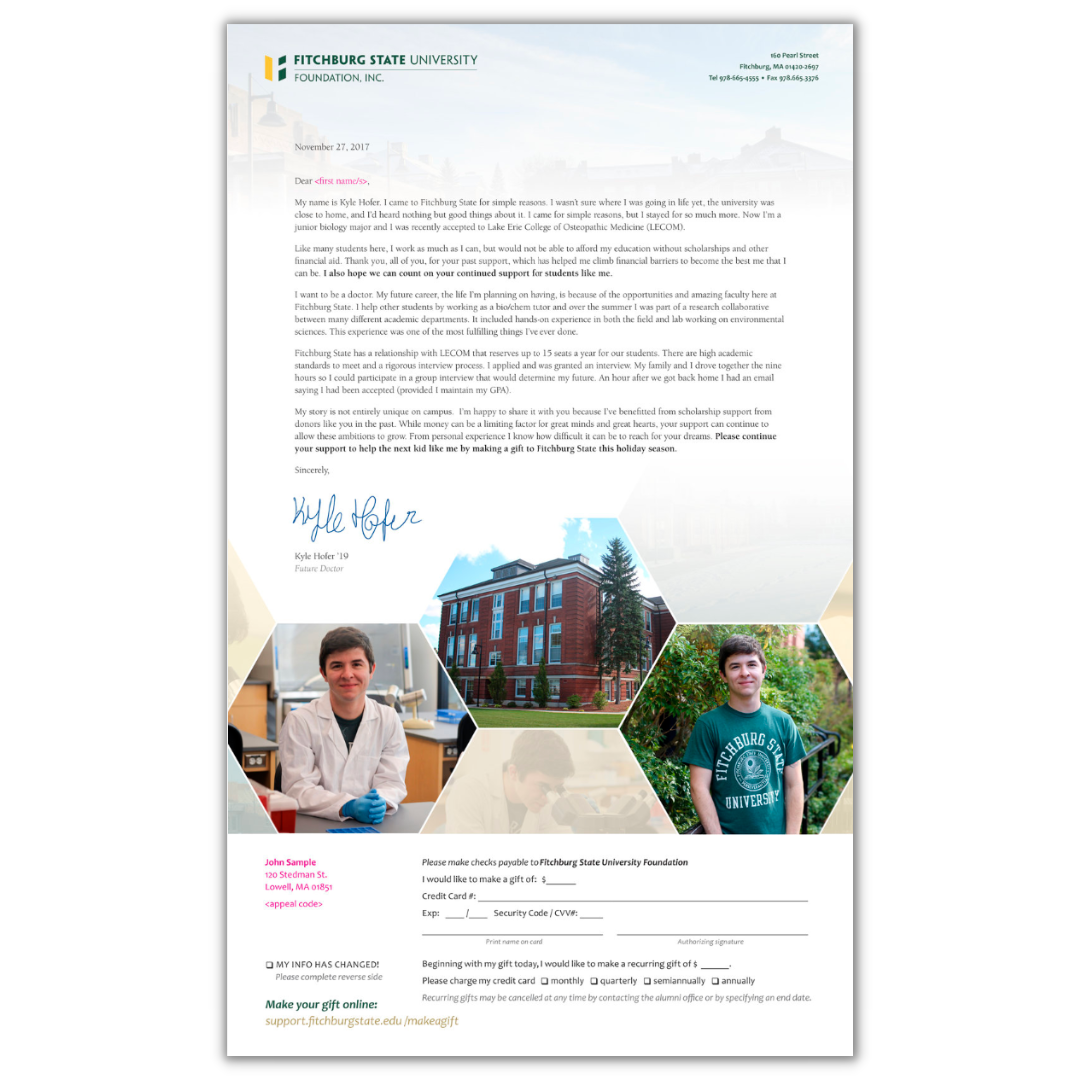 Fitchburg State University printed mailer design