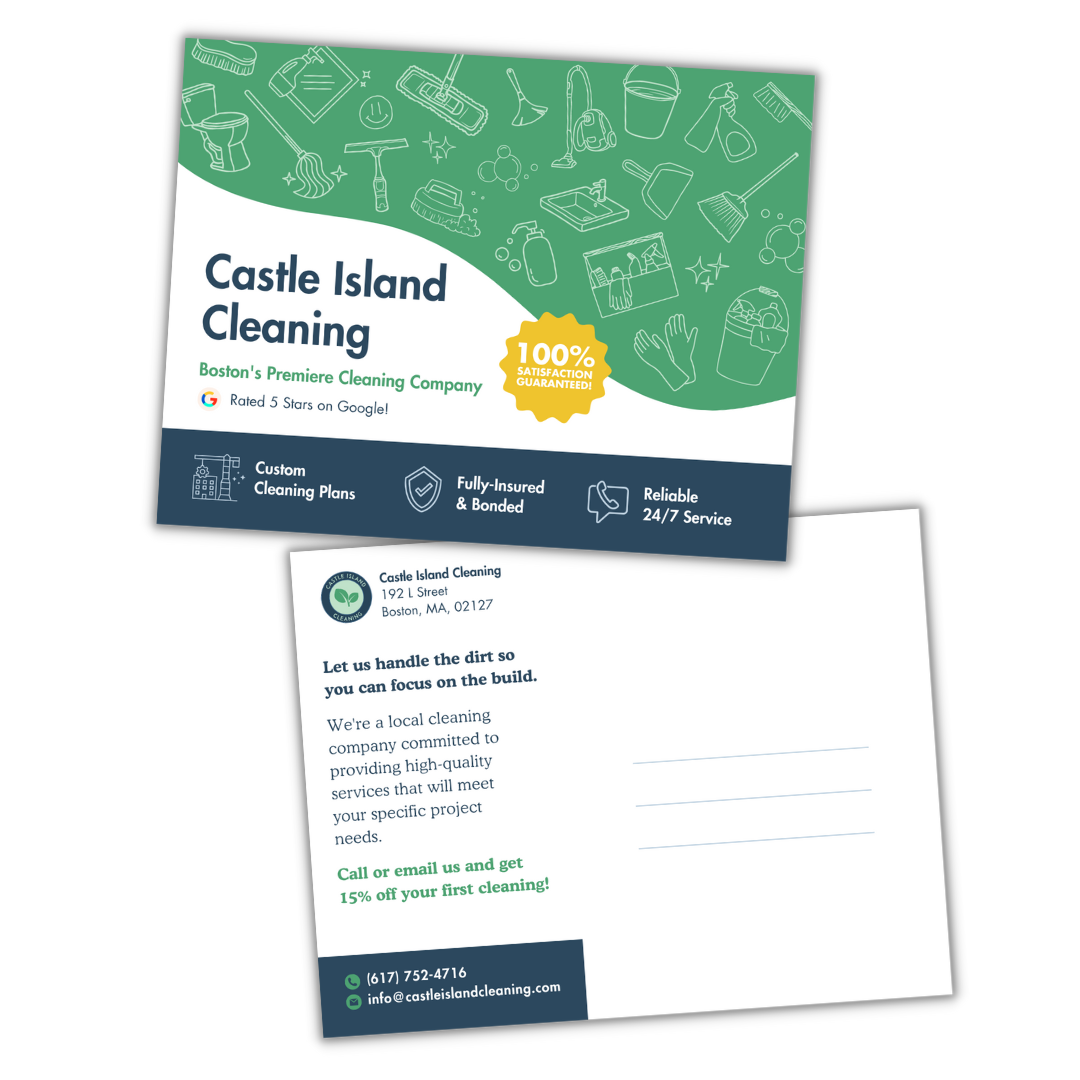Castle Island Cleaning postcard design