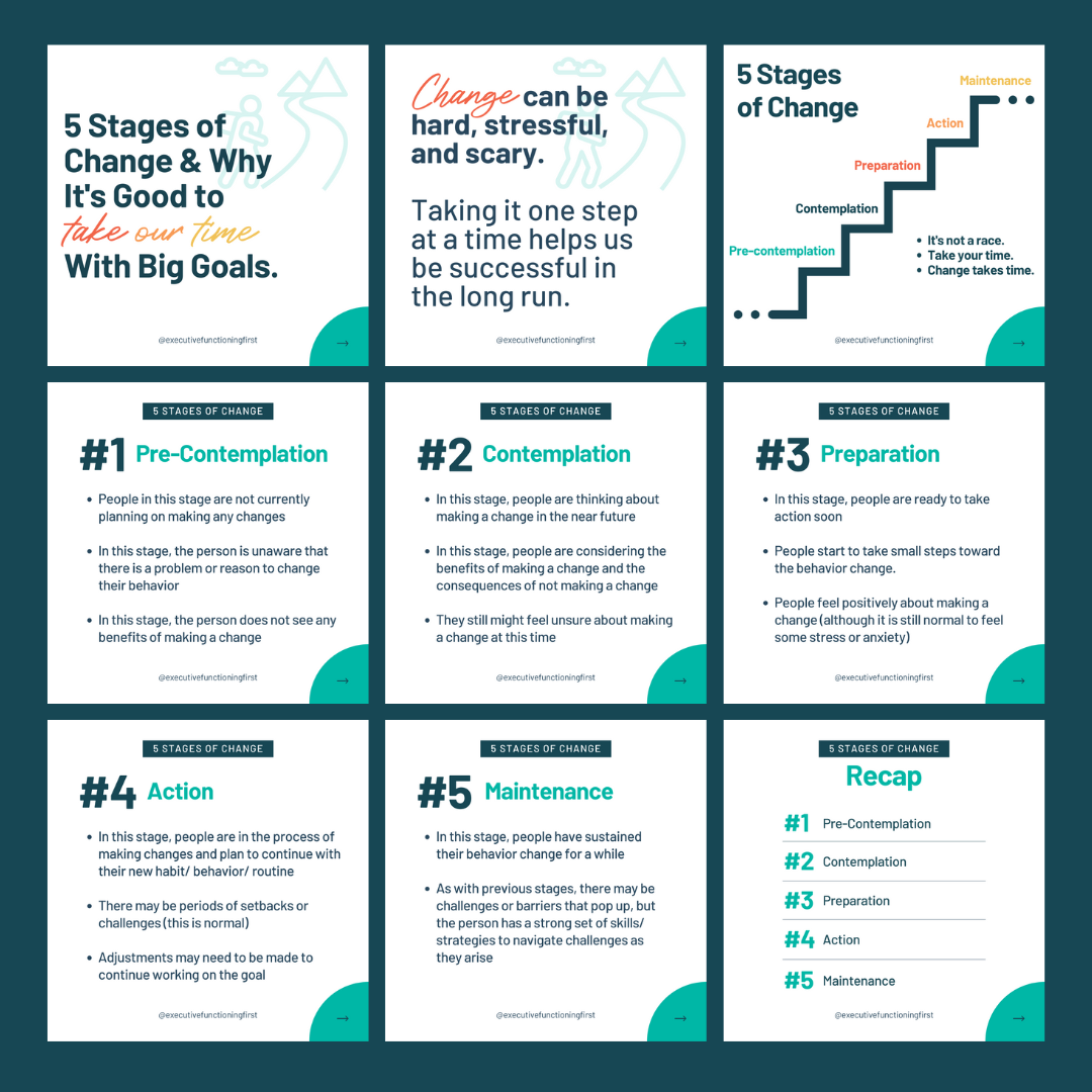 Executive Functioning First Canva Instagram Carousel templates