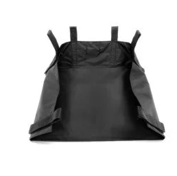 A black and gray backpack with multiple pockets and straps, displayed against a plain white background.