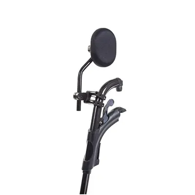 A black and silver medical or laboratory instrument with a curved handle, a round flat disk, and adjustable components.