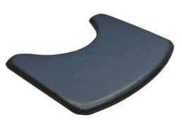 Black ergonomic cushion with a curved design