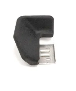 Close-up of a black USB flash drive with a protective cover partially removed, showing the metal connector.