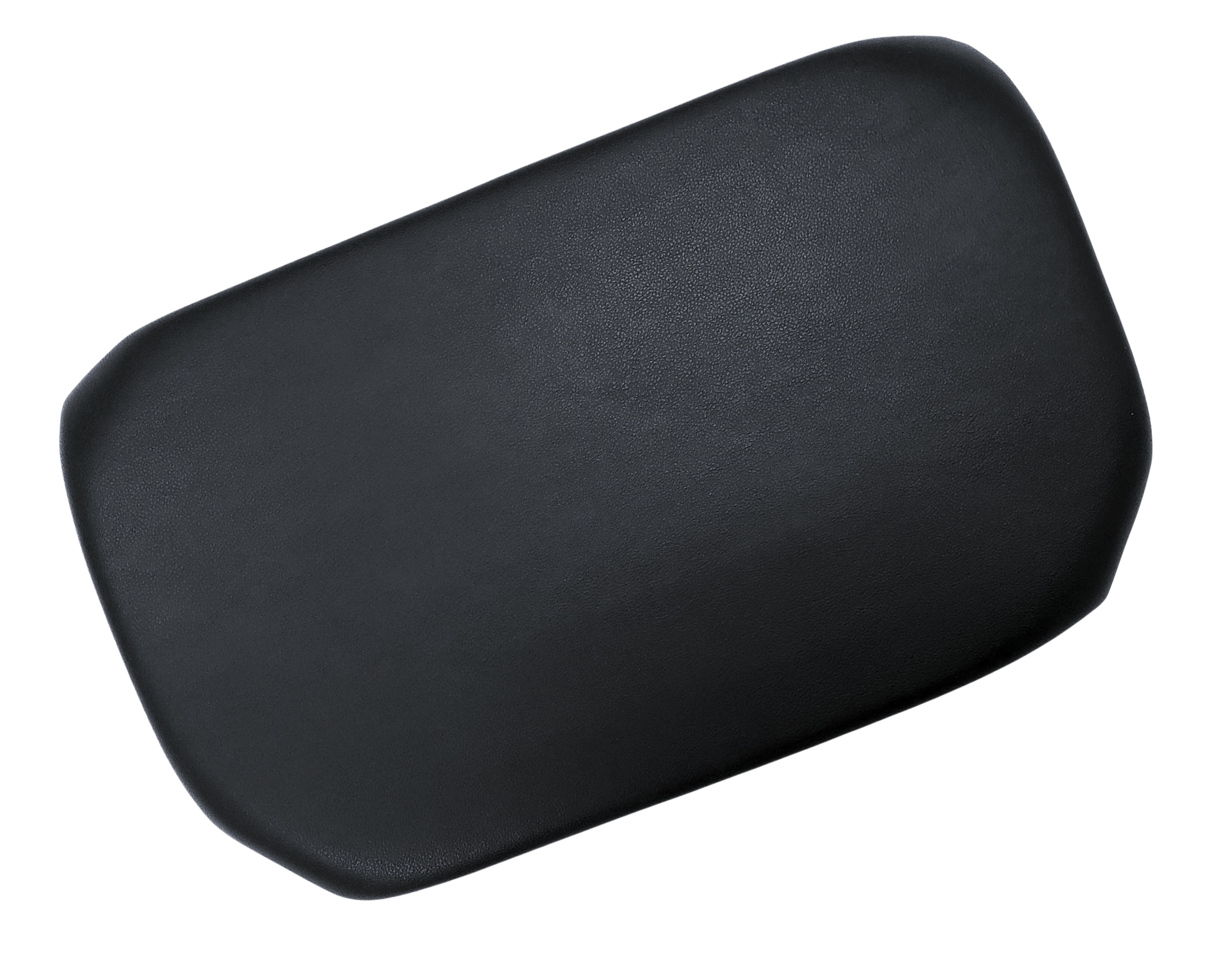 A black, rectangular electronic device with rounded edges on a plain background.
