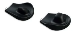 Two black computer speakers