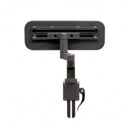 A black rectangular device with an adjustable mounting arm and a small cable attached at the bottom.