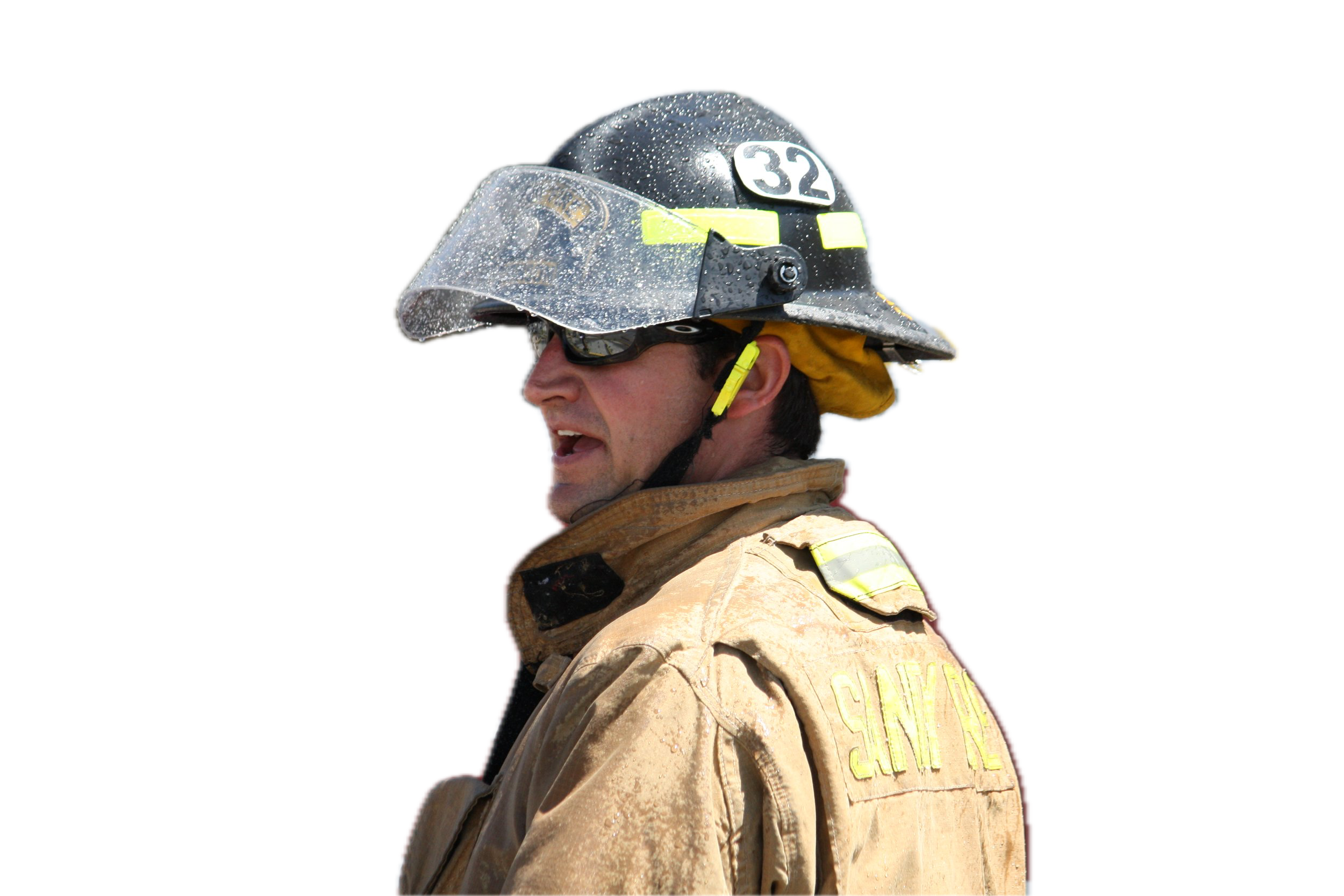 Zach Robinson in firefighter uniform
