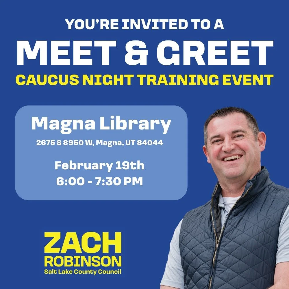 Join us tomorrow in Magna for our first Meet &amp; Greet/Caucus Training! 

RSVP at the link in bio (ZachForCouncil.com)