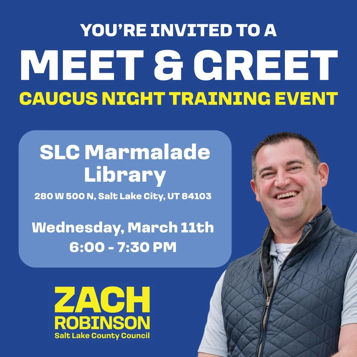 Join me for a Meet &amp; Greet at the SLC Marmalade Branch Library on Wednesday, March 11, from 6-7:30 pm. I look forward to connecting with you there.