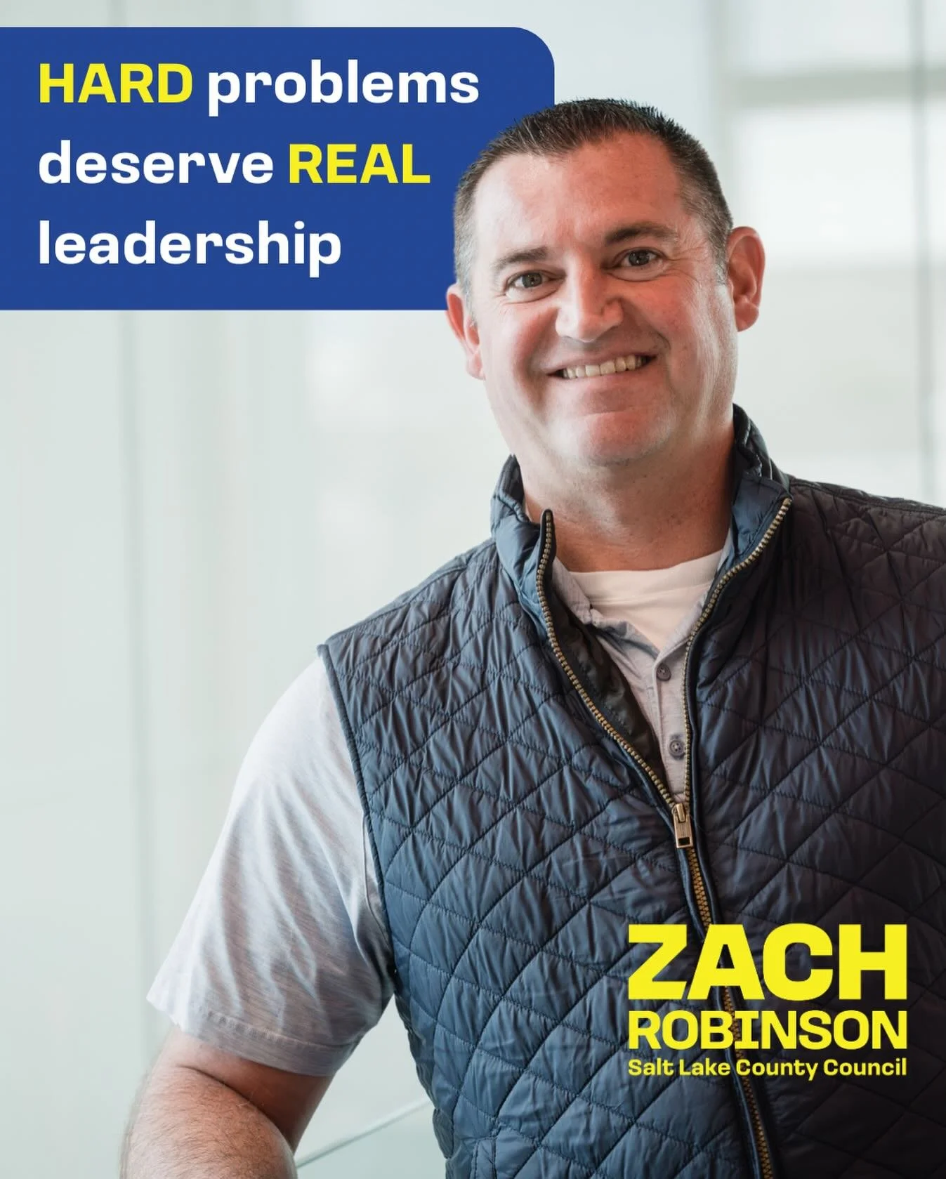 Hard problems deserve real leadership. I&rsquo;m not afraid to step in, do the work, and bring people together to find solutions for Salt Lake County.