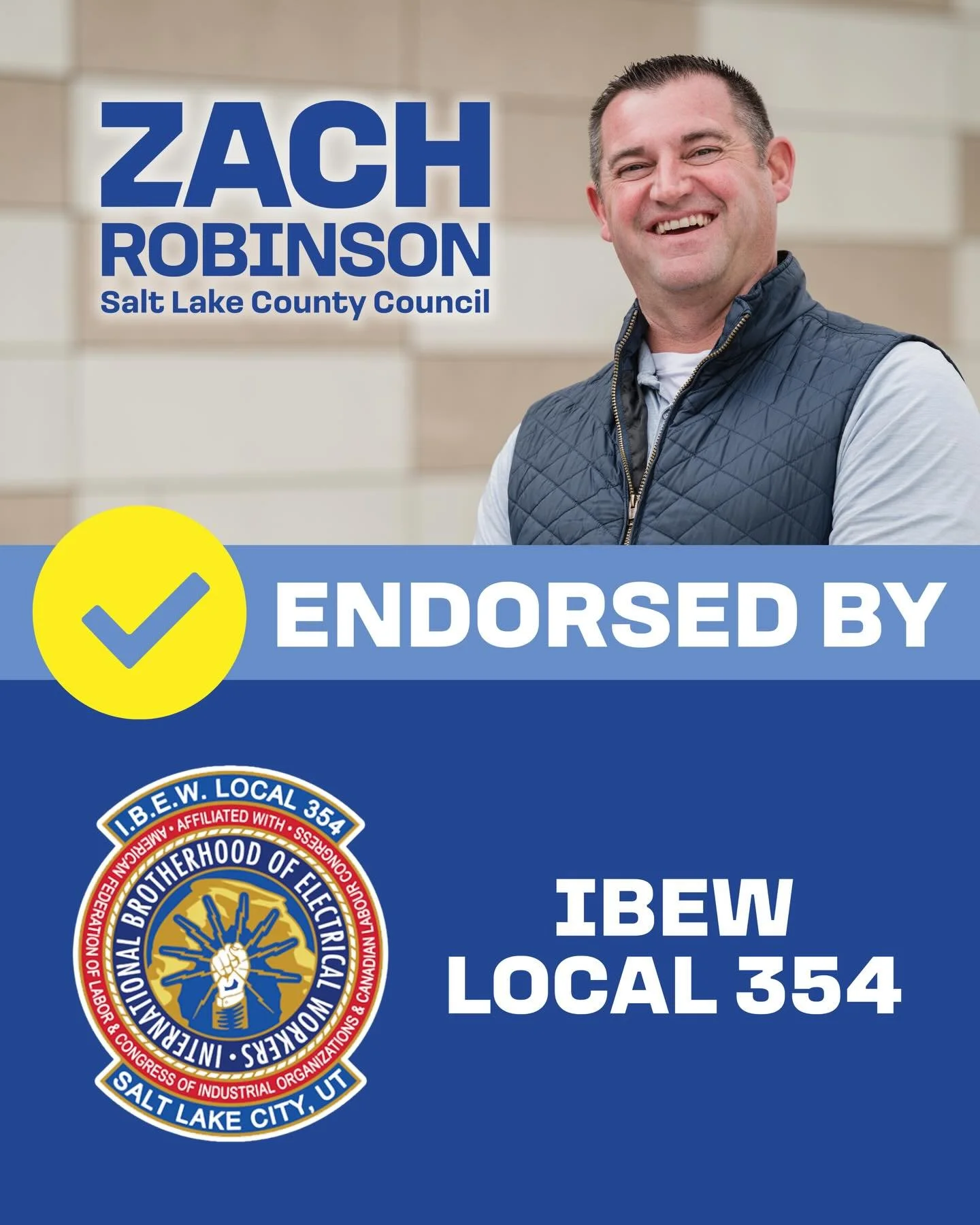 I&rsquo;m proud to be endorsed by IBEW Local 354, as the only union-endorsed candidate in this race. The hardworking men and women of this union keep our communities running, and they deserve leadership that stands up for good jobs, fair wages, and s