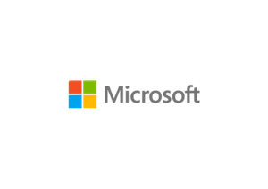 Microsoft logo with colored squares and the word "Microsoft"