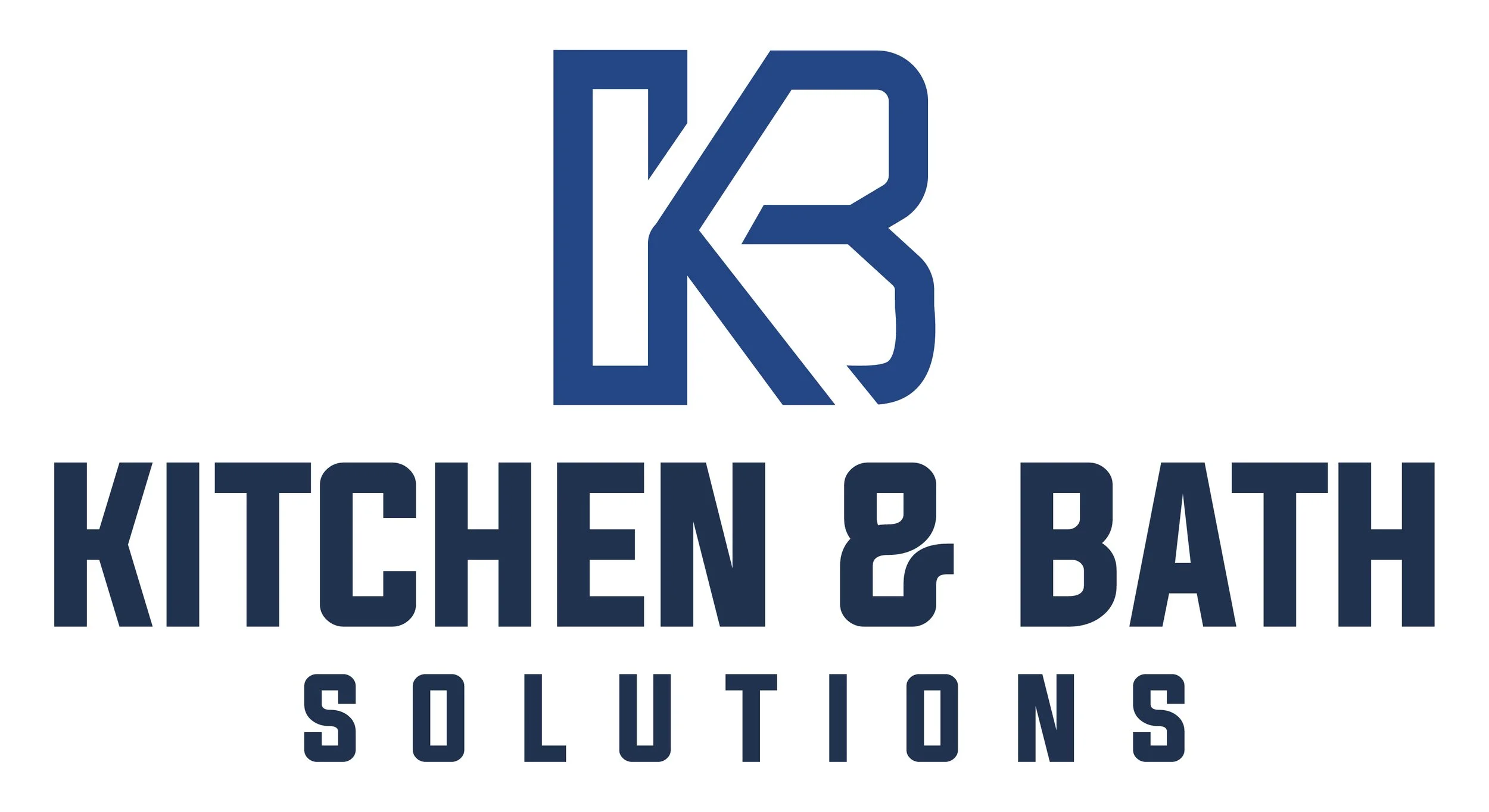 Kitchens & Bath Solutions logo with stylized K and B letters in blue above the company name in bold blue text.