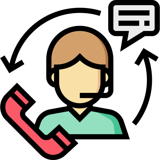 Customer service representative with telephone and speech bubble