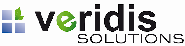Veridis Solutions logo with a stylized icon of blue squares and green leaves.