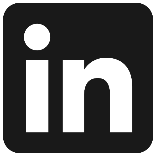 LinkedIn logo in black and white.