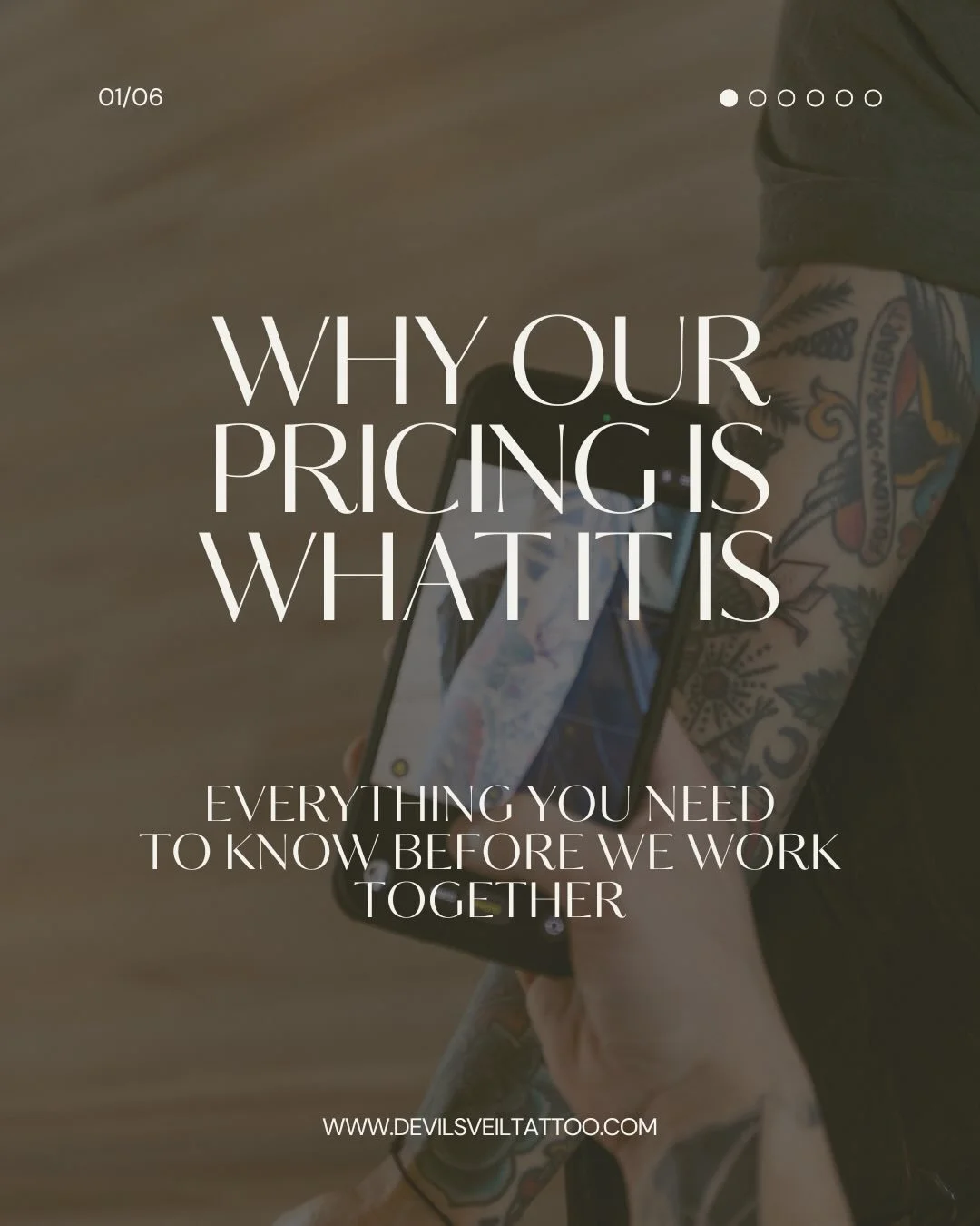 Transparency matters. 🖤
We wanted to take a moment to explain why our tattoo &amp; piercing pricing is structured the way it is and what you should know before booking with our team at Devil&rsquo;s Veil Tattoo.
Custom work, luxury service, experien