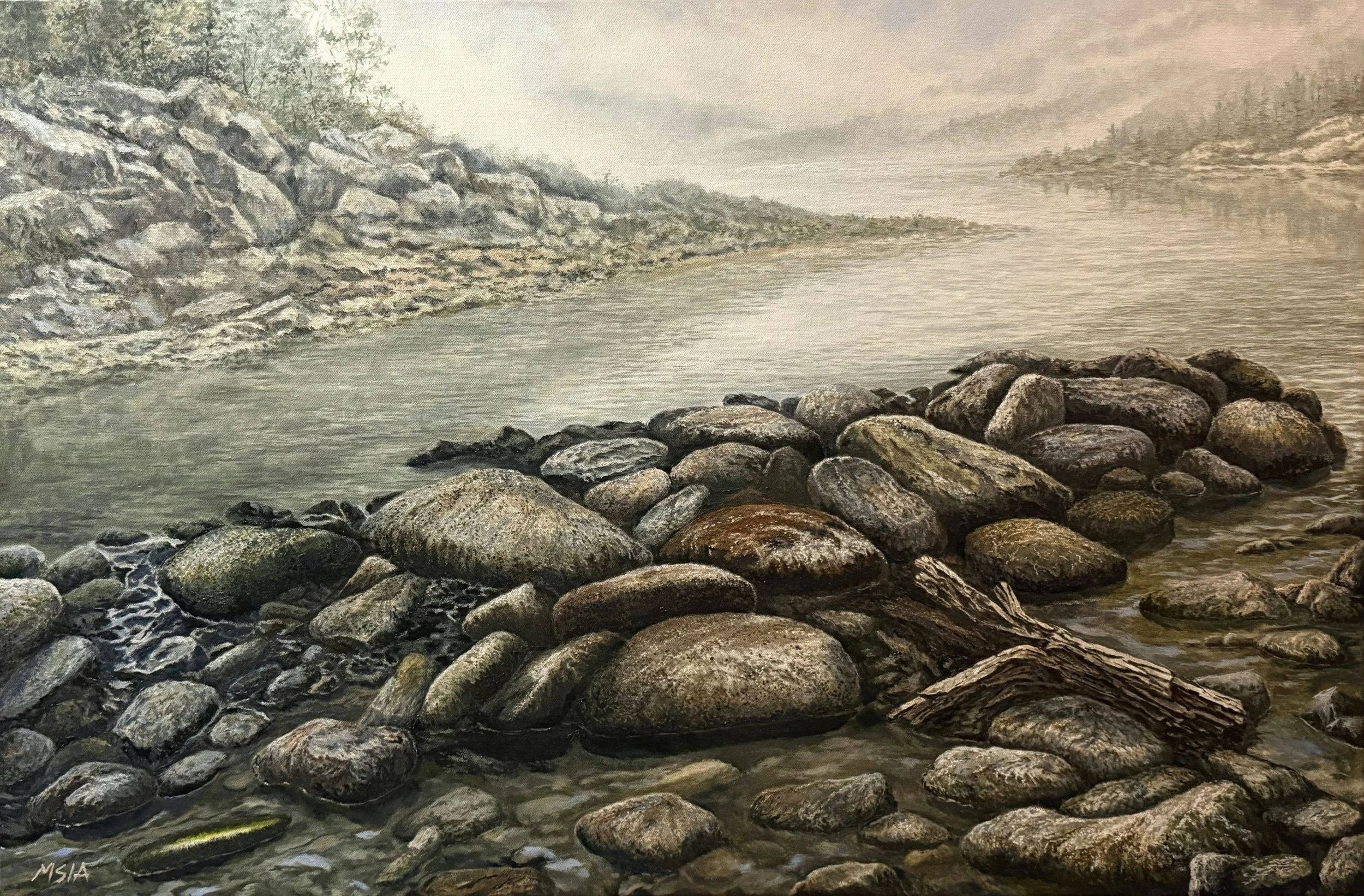  The Weight Beneath the Mist  
24" × 36"&nbsp;&nbsp;&nbsp;&nbsp;&nbsp;2026