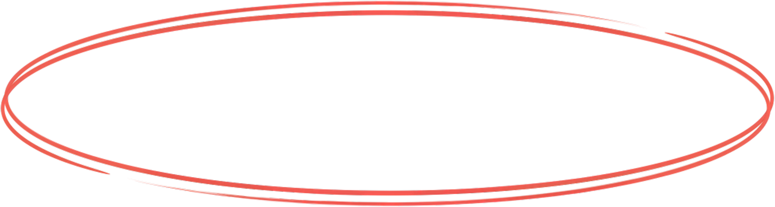 Red brushstroke oval shape.