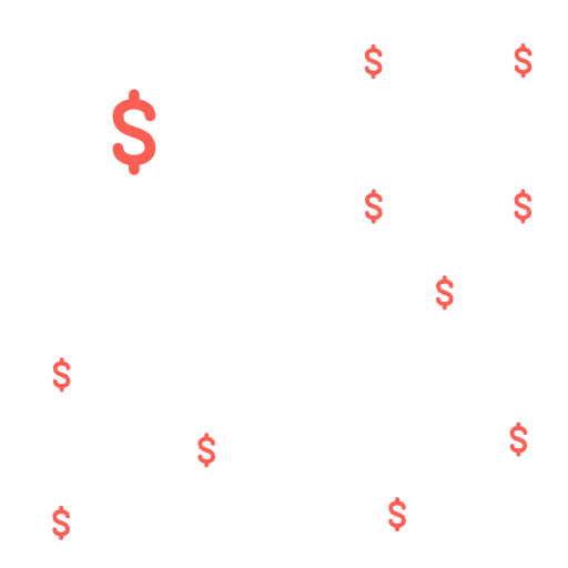 Diagram of a gear with dollar signs and branching lines.