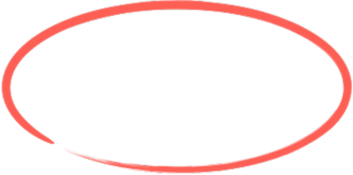 Red brushstroke oval shape.