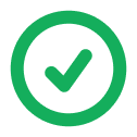 Green check mark icon on a transparent background.