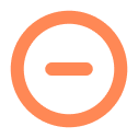 Orange minus symbol inside a circle.