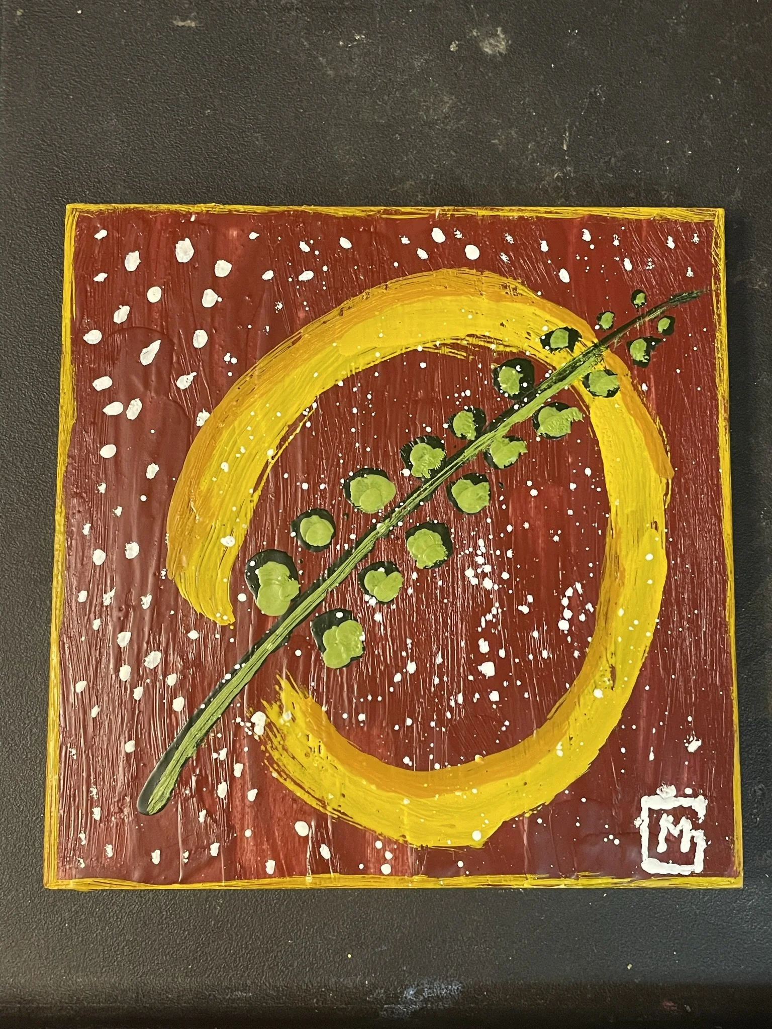 Encaustic Art: Abstract Insignia 6x6 inch