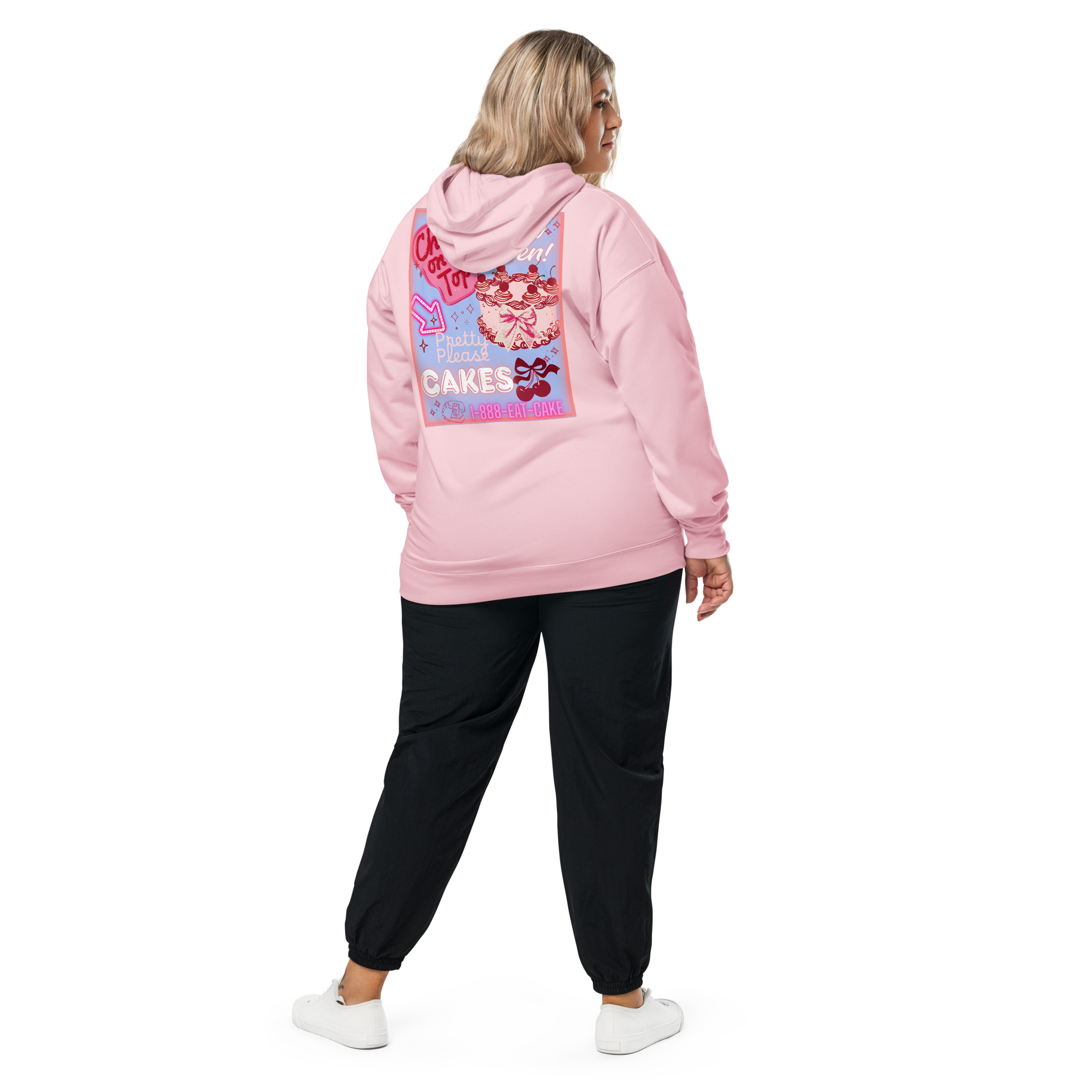 “The Pretty Please Hoodie — coquette women’s hoodie with cake & cherry design”