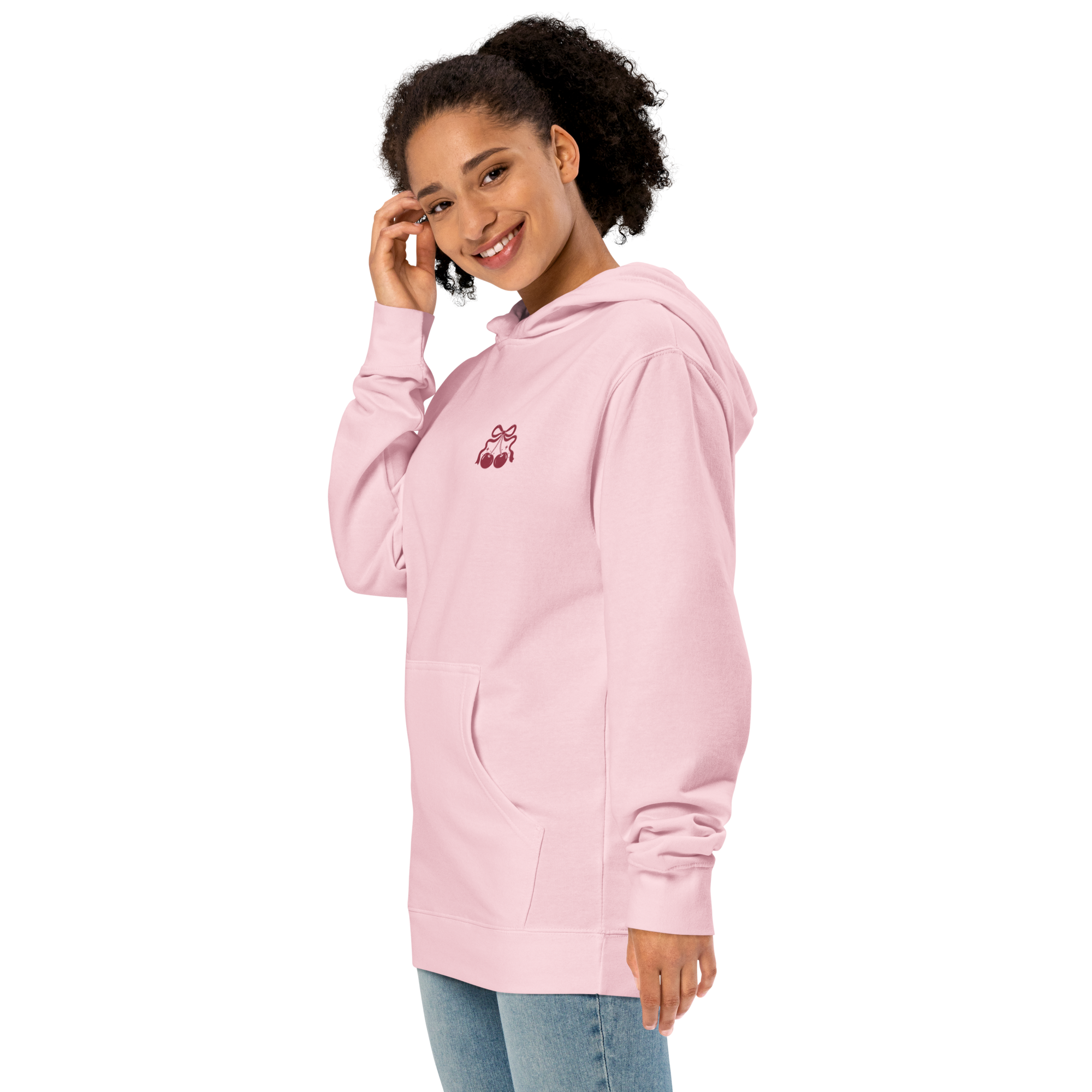 “The Pretty Please Hoodie — coquette women’s hoodie with cake & cherry design”