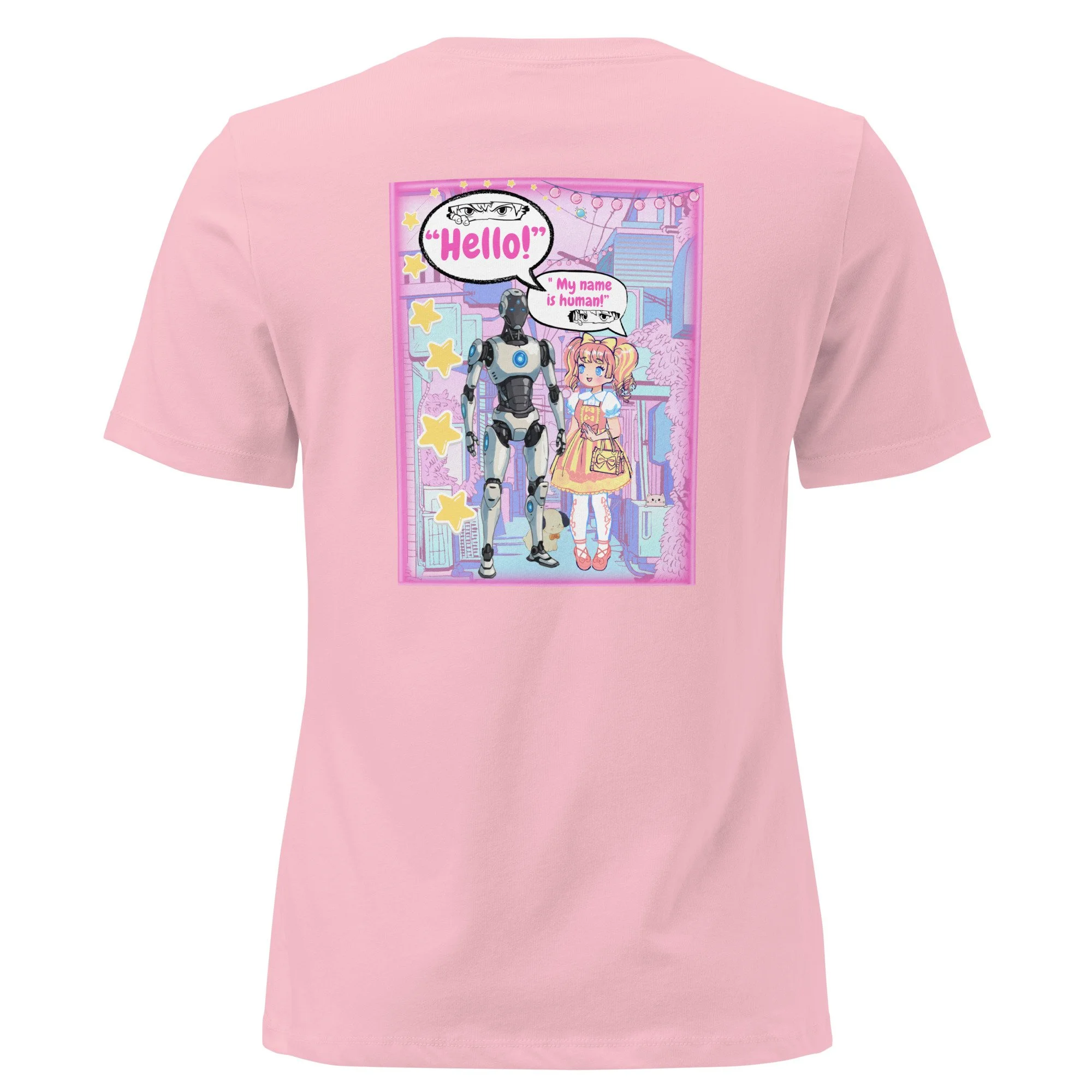 A moody pastel graphic tee inspired by alternative rock themes. Original storyscape artwork with a whimsical edge, humor, and emotional depth.