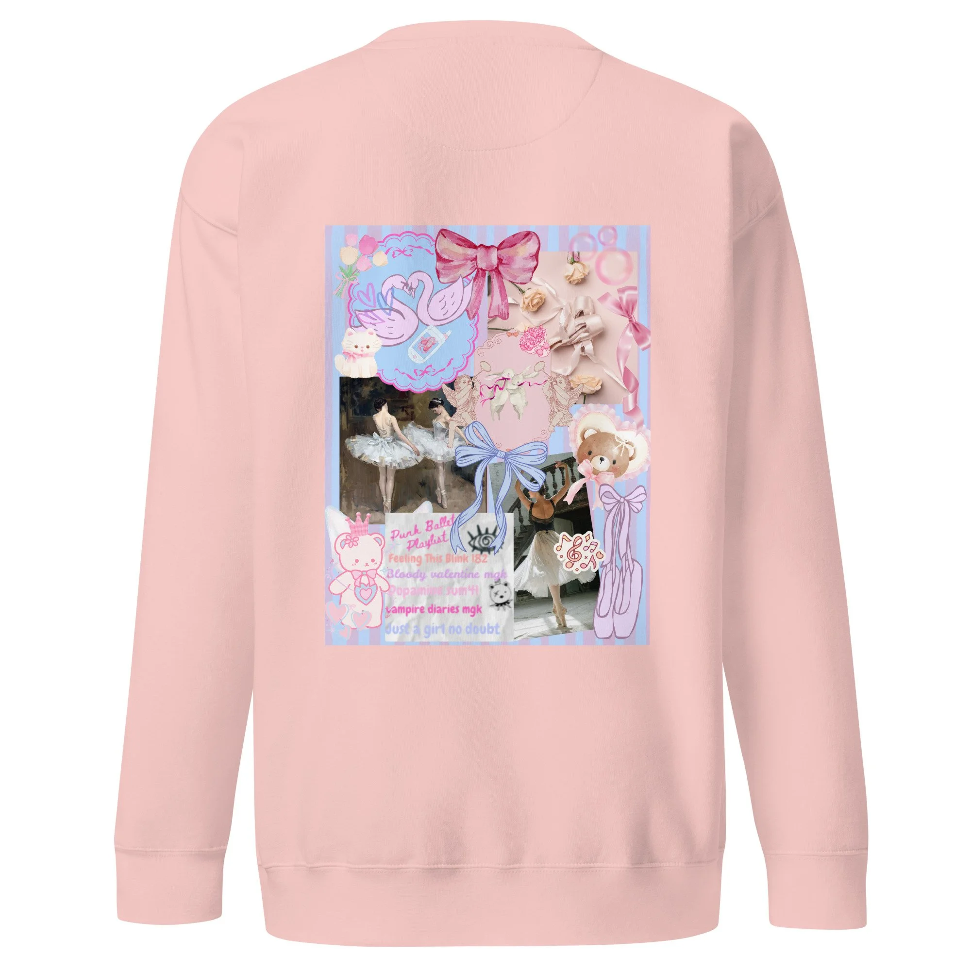 Punk ballerina warm-up sweatshirt with whimsical illustrated design