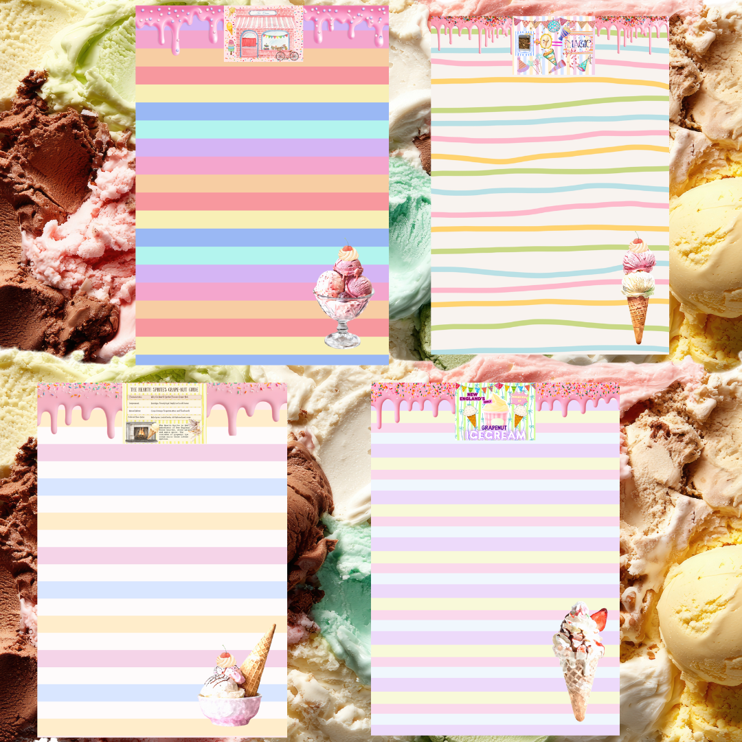 Mid-Summer Parlor Records | Whimsical Ice Cream Stationery Set