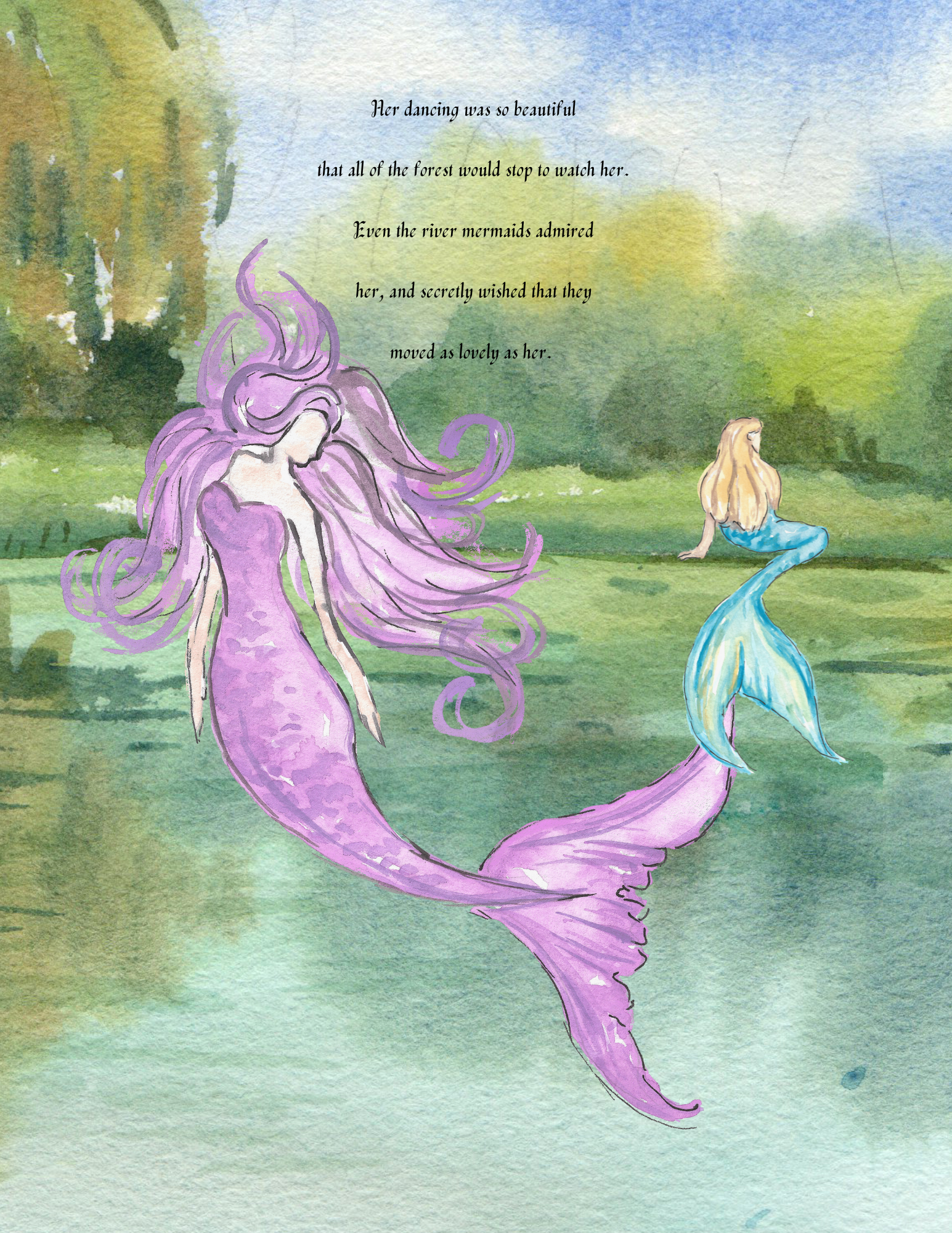 Watercolor illustrated cover of The Forest Ballerina, a whimsical children’s book inspired by the lady slipper orchid and forest folklore