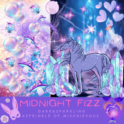 Midnight Fizz dark whimsical clothing with sparkling edgy aesthetic