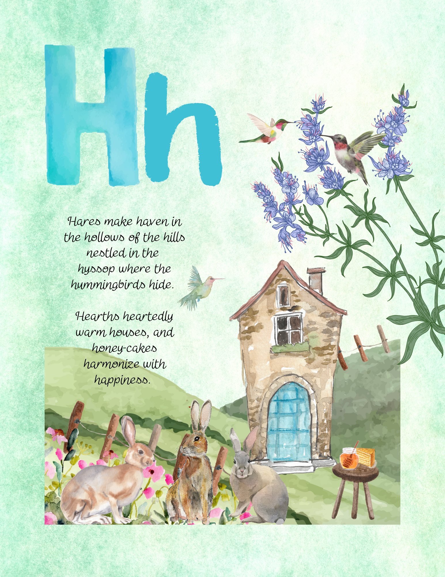 Whimsical watercolor illustration from Cloudberry Cakes showing a delicate cake topped with cloudberries in a dreamy setting