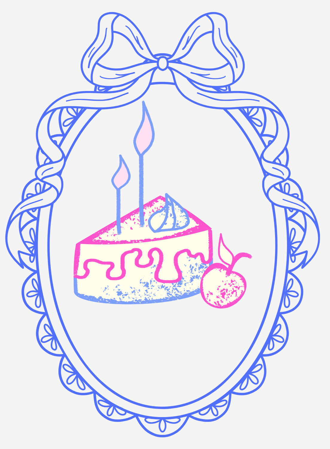 “soft girl coquette greeting card illustration close up”