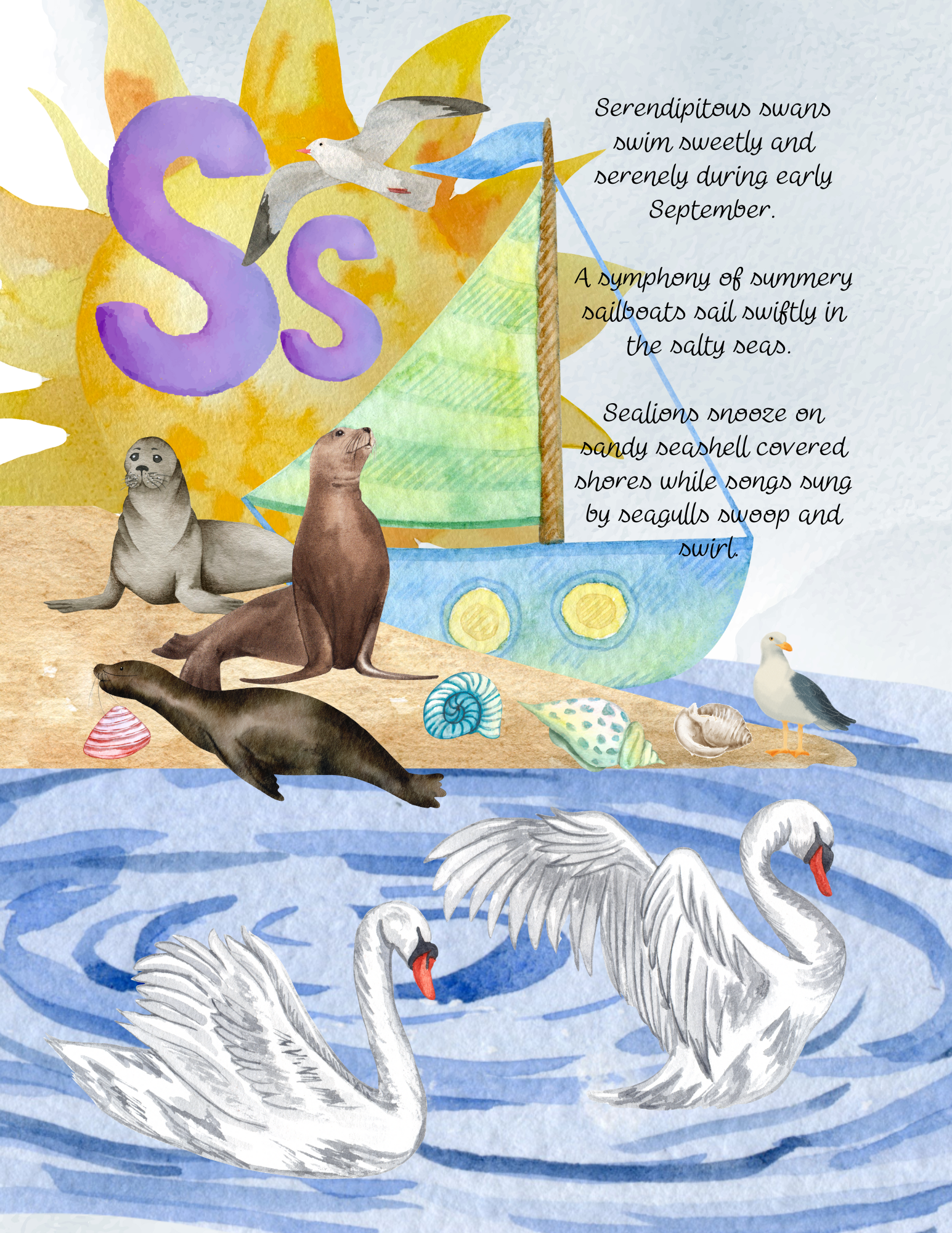 Whimsical watercolor illustration from Cloudberry Cakes showing a delicate cake topped with cloudberries in a dreamy setting