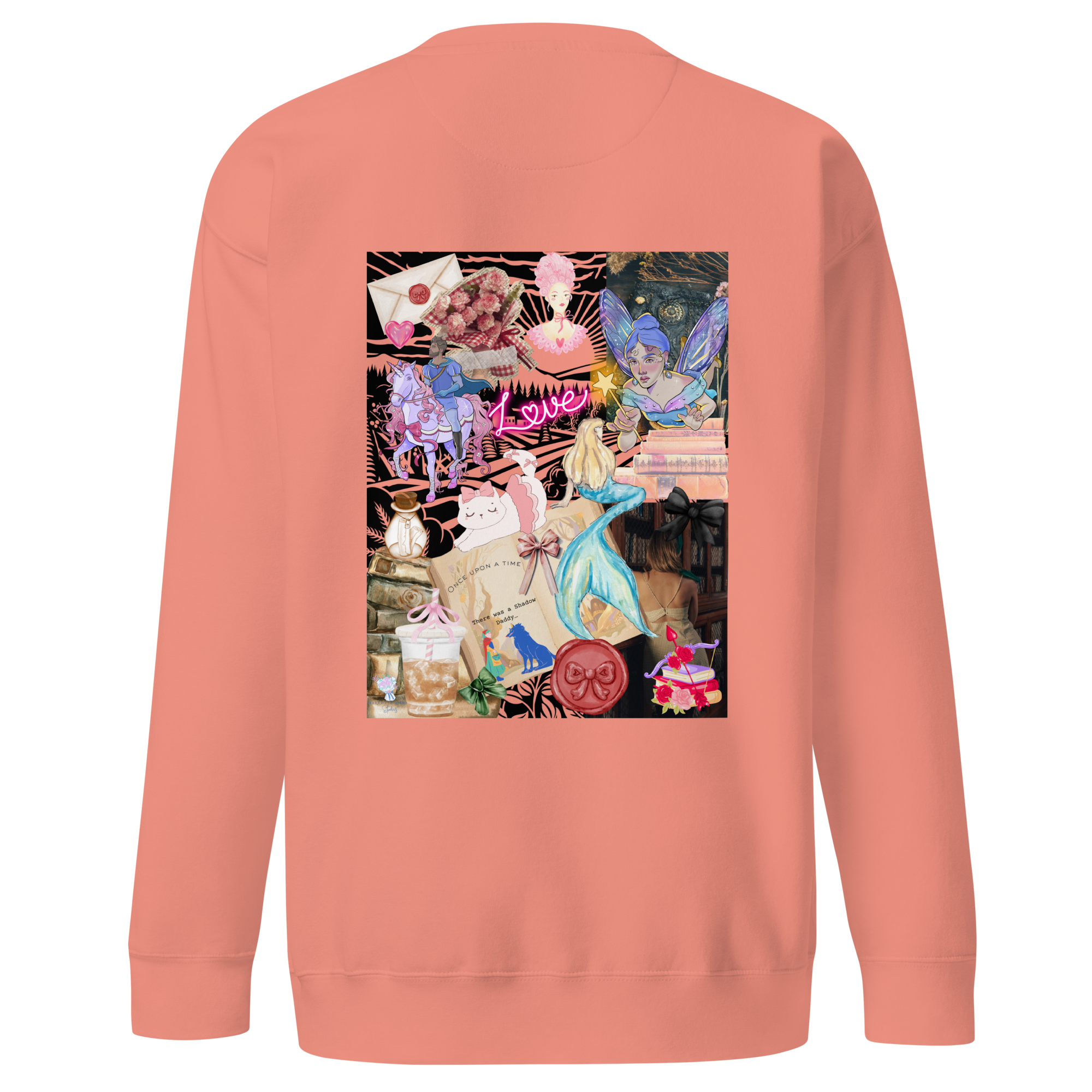 Plot Twist & Bookish Vol.1 Coquette Sweatshirt front view, whimsical bookish atmospheric design