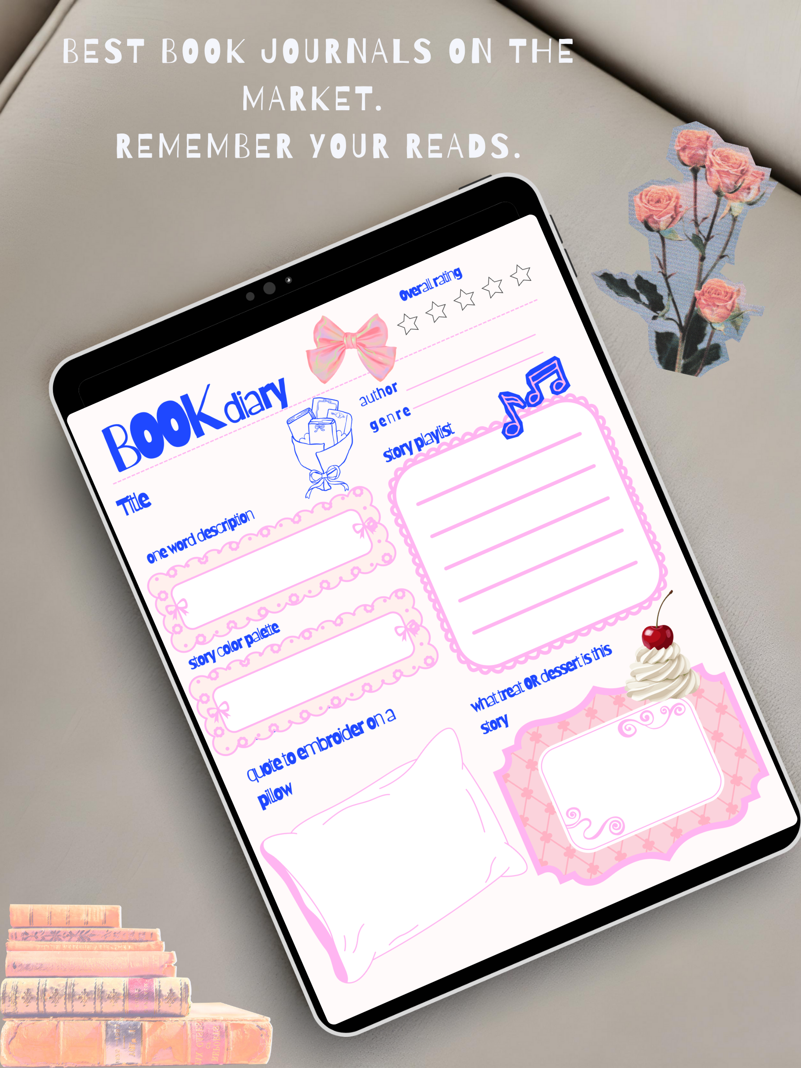 Cozy Coquette Reading Diary Pages — Fun Bookish Printable