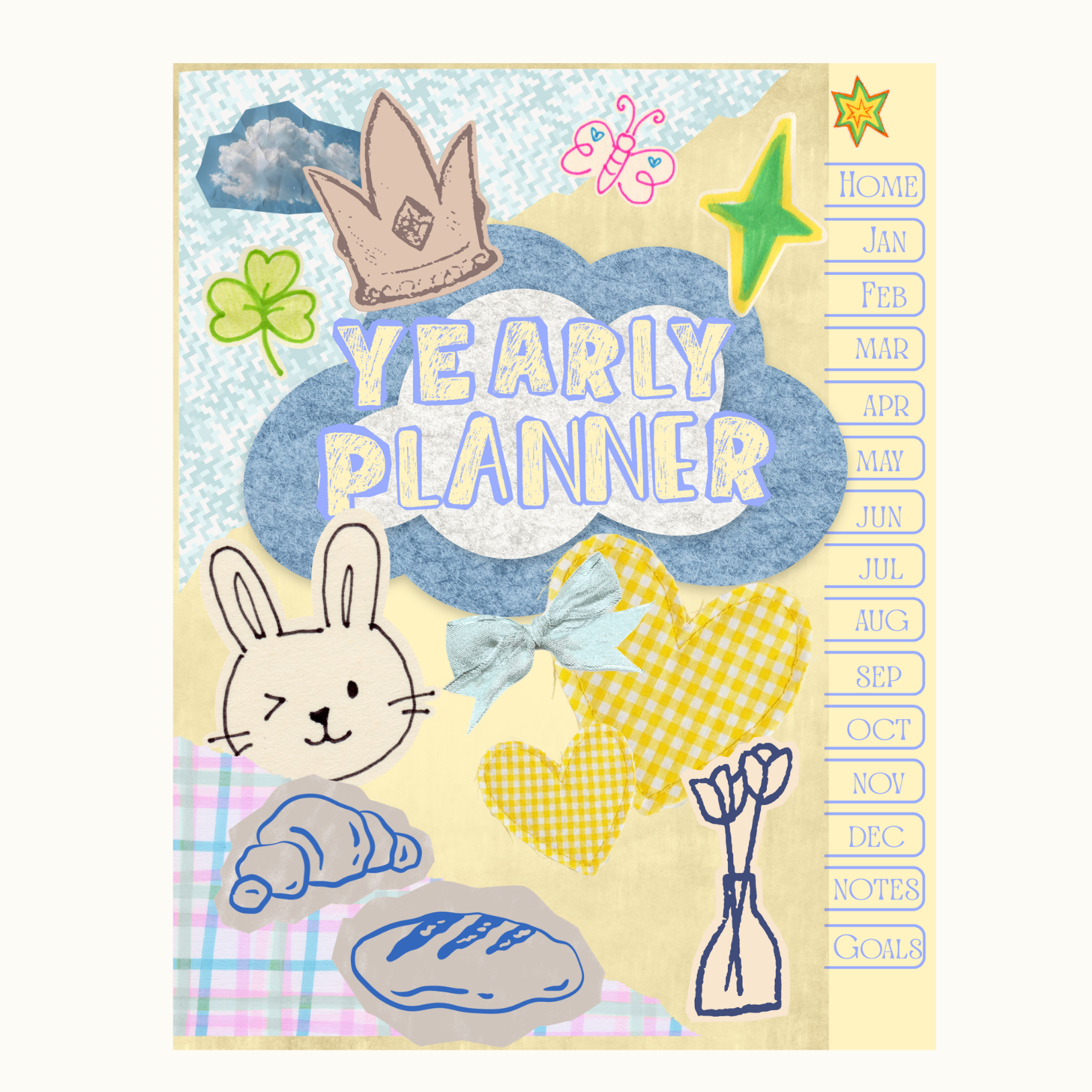 Buttercup Cottage Digital Planner| Hyperlinked Undated Monthly and Yearly Planner